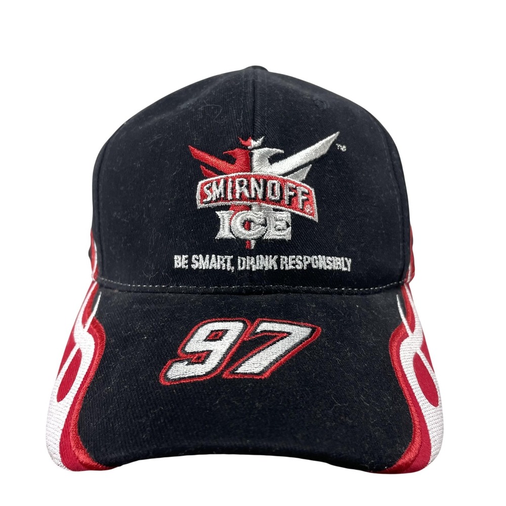 Vintage Smirnoff Ice Hat Cap Strap Back Mens One Size NASCAR 97 Kurt Busch